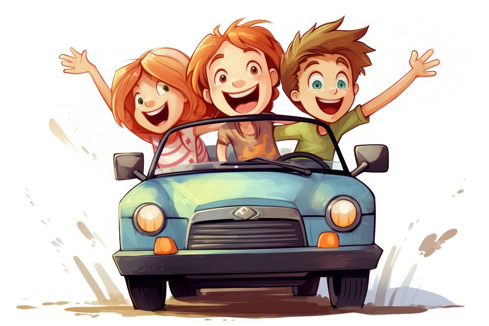 Car ride 4 people vehicle transportation togetherness. AI generated Image by rawpixel.