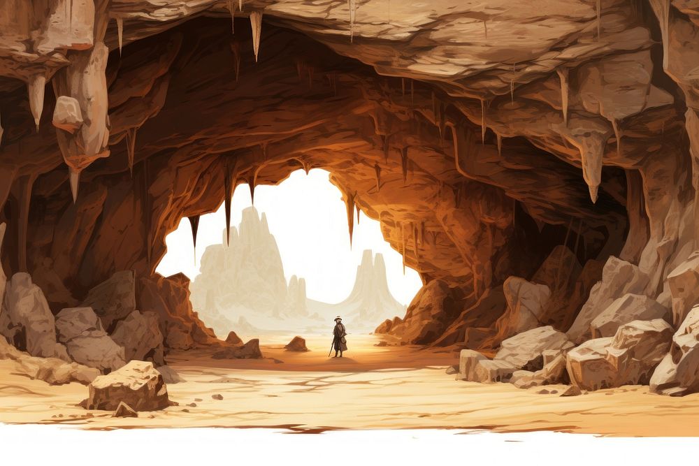 Cave adventure nature architecture stalagmite. AI generated Image by rawpixel.