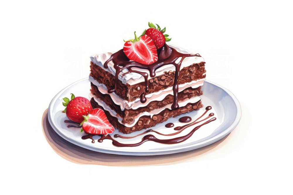 Chocolate berry cake strawberry. AI generated Image by rawpixel.