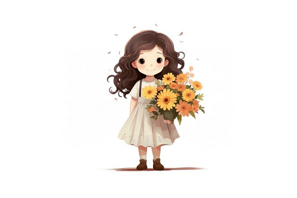 Beautiful flower bouquet cartoon dress plant. AI generated Image by rawpixel.