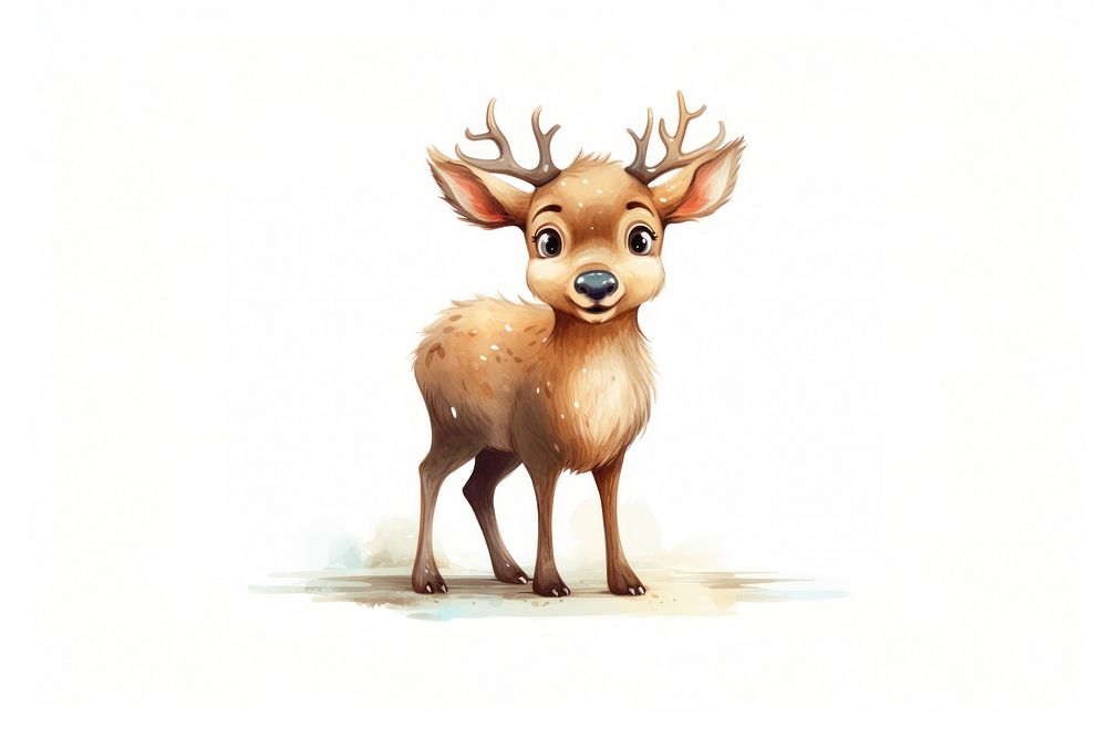 Reindeer wildlife cartoon drawing. AI generated Image by rawpixel.