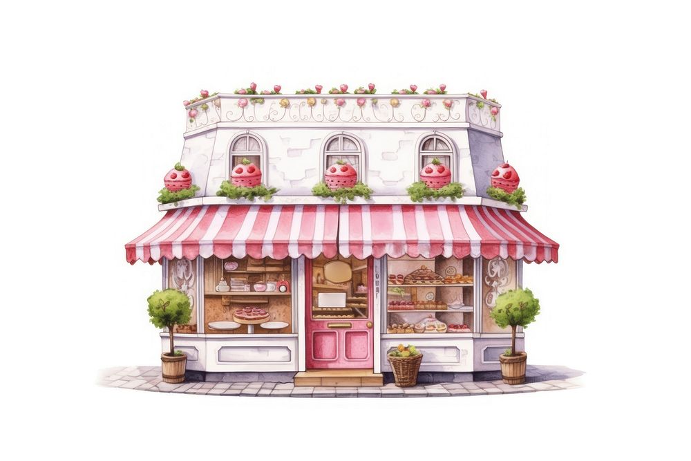 Cake cafe shop white background confectionery architecture. AI generated Image by rawpixel.