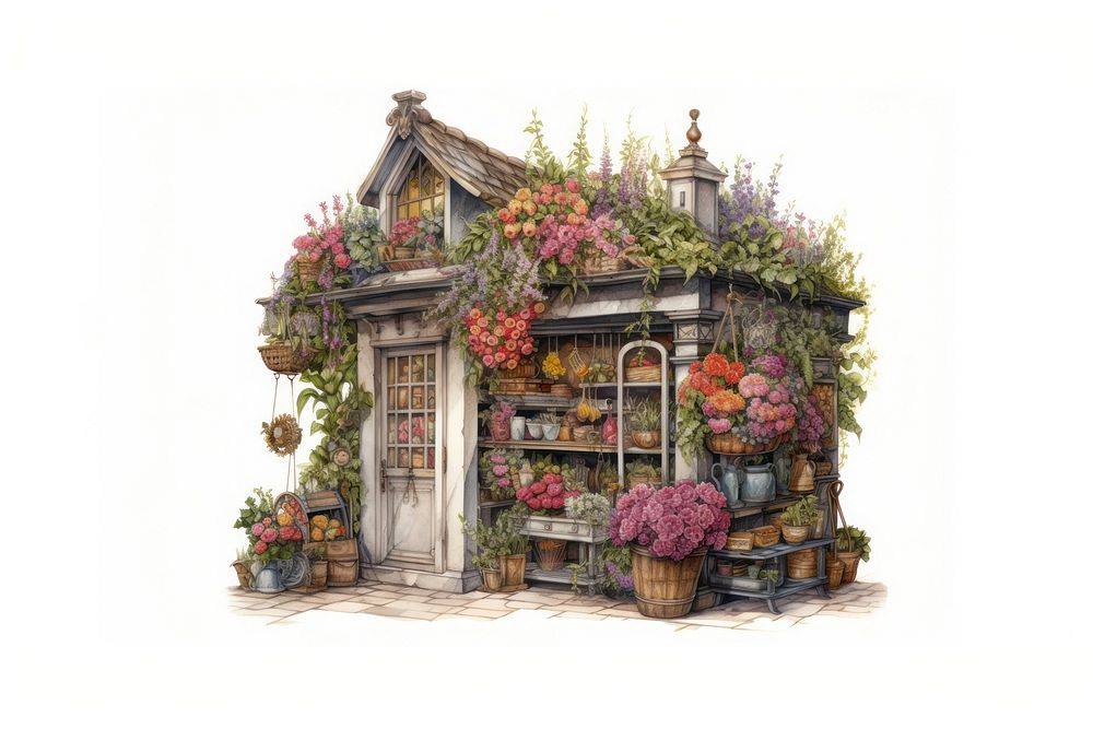 Flowers shop architecture building outdoors. AI generated Image by rawpixel.