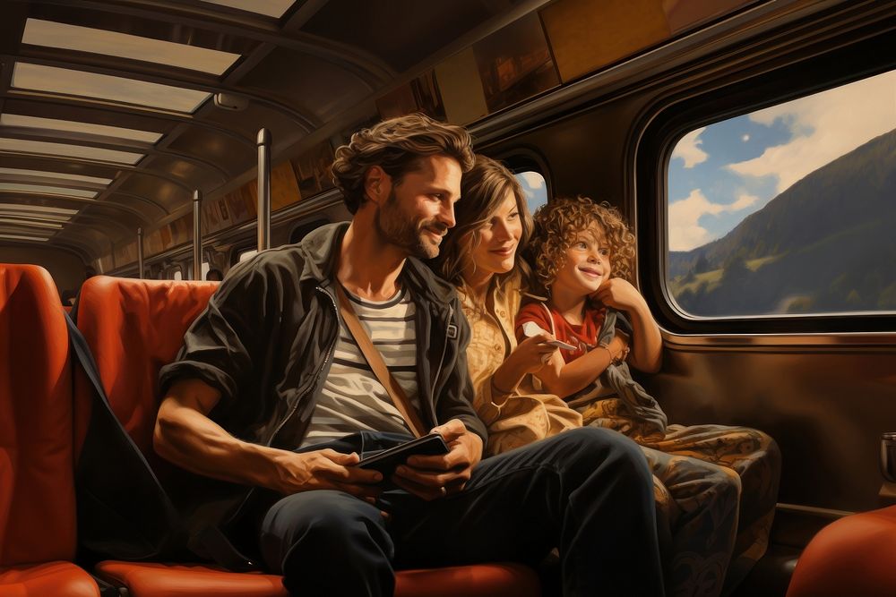 Travel train adult togetherness. AI generated Image by rawpixel.