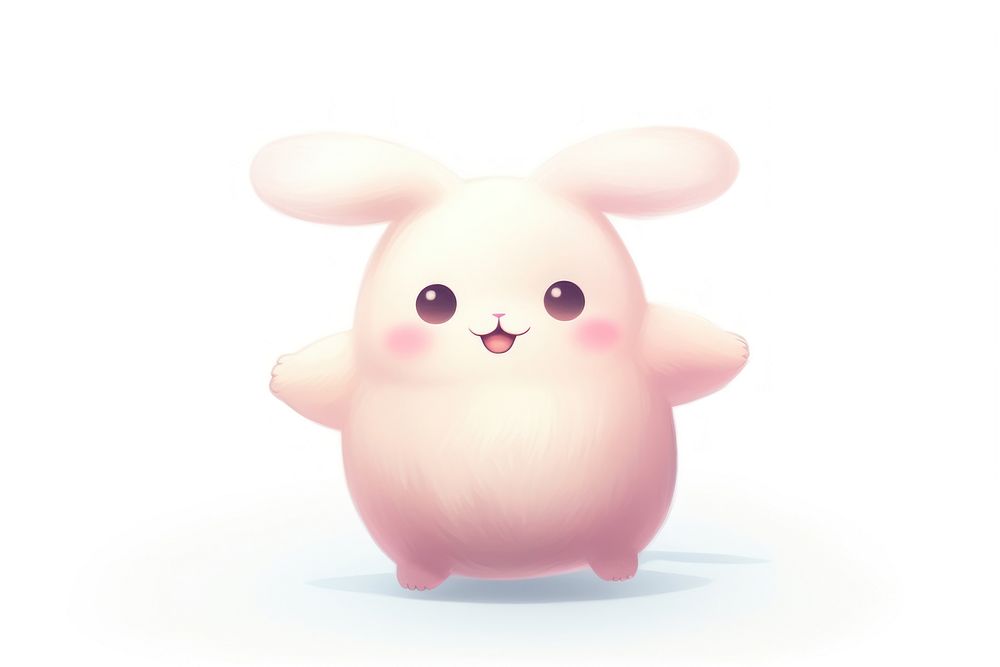 Fat kawaii jumping bunny white background representation investment. AI generated Image by rawpixel.