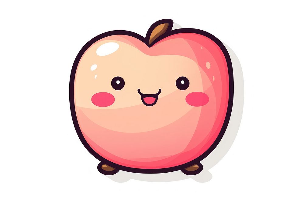 Fat kawaii sticker apple food pomegranate. AI generated Image by rawpixel.