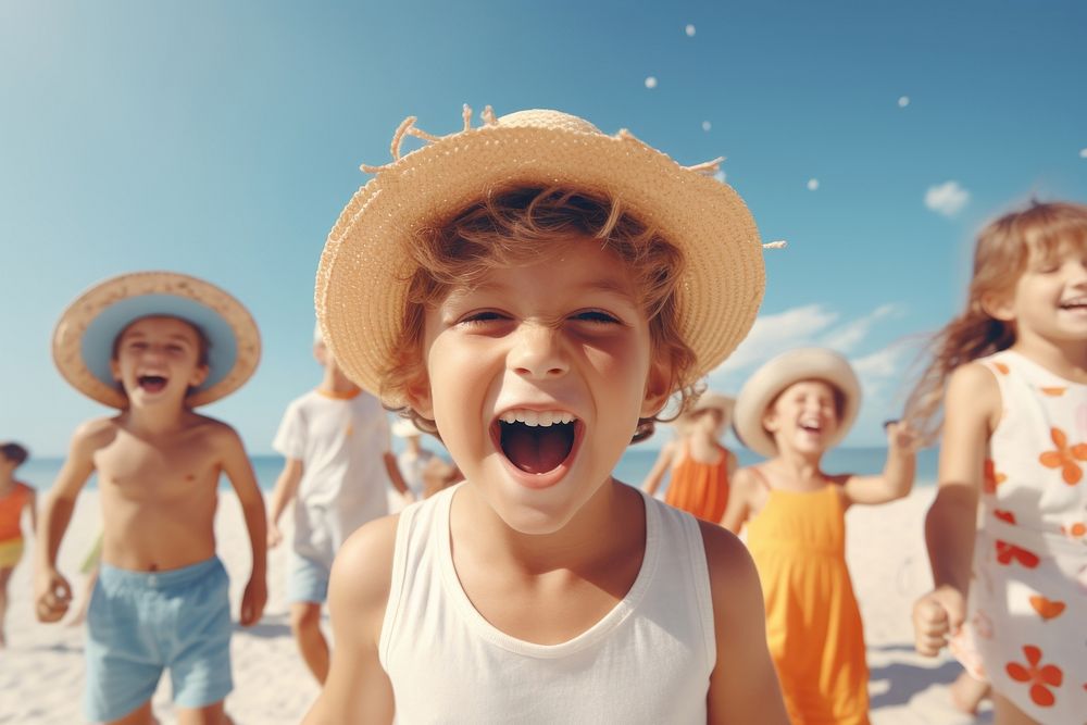 Children cheerful laughing portrait. AI generated Image by rawpixel.
