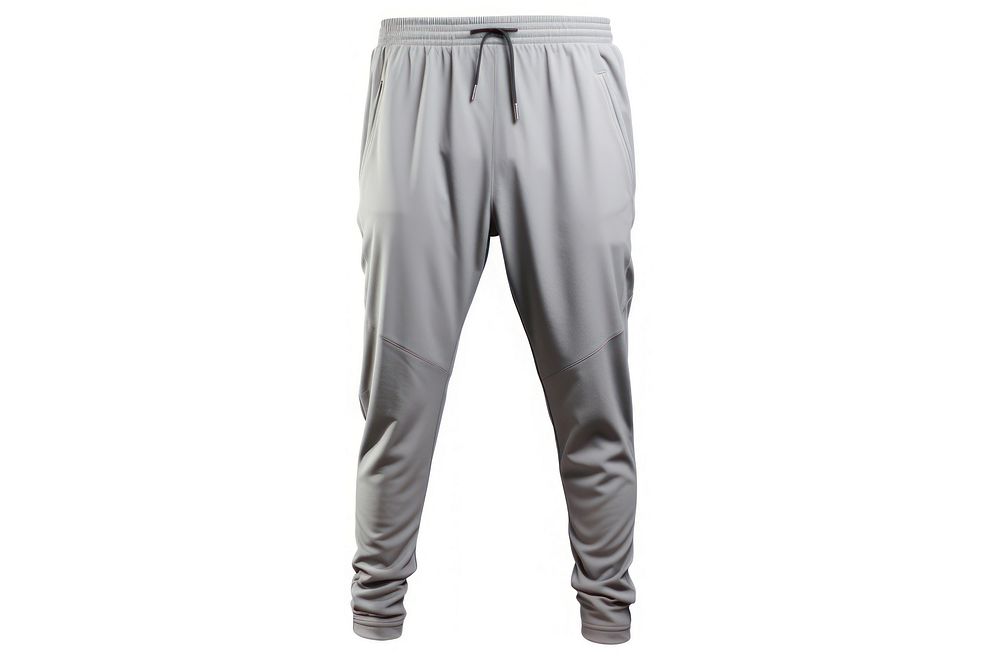 Grey jogger pants white background outerwear trousers. AI generated Image by rawpixel.