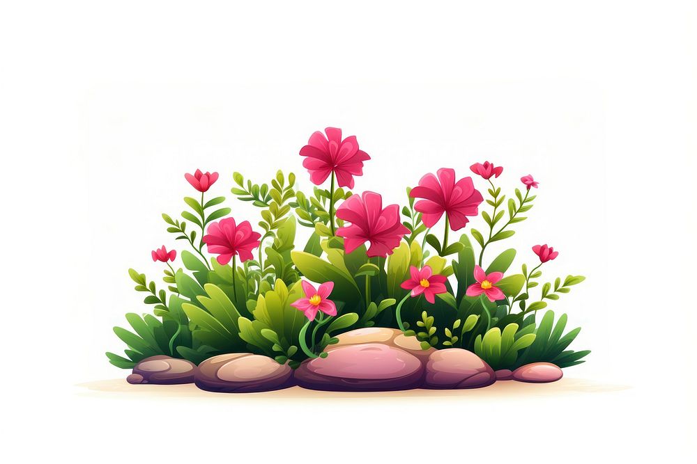 Flower bush cartoon plant petal. AI generated Image by rawpixel.