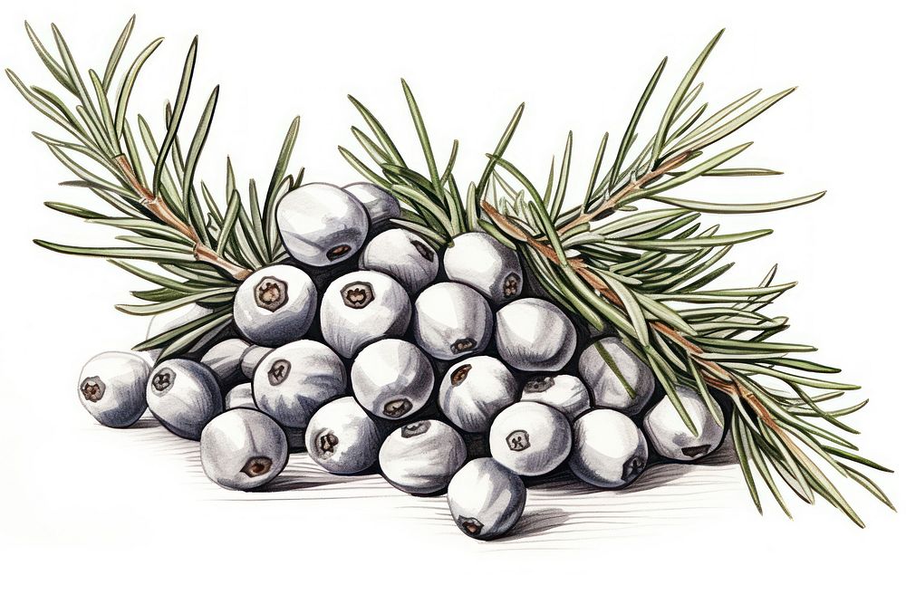 Juniper berries sketch plant fruit berry. AI generated Image by rawpixel.