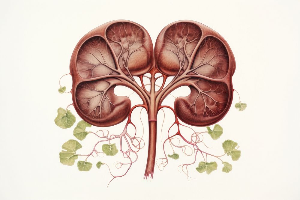 Kidney illustration drawing sketch plant. AI generated Image by rawpixel.