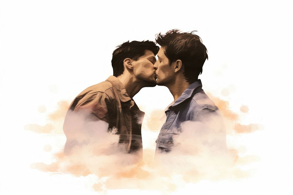 Men kissing portrait adult photo. AI generated Image by rawpixel.
