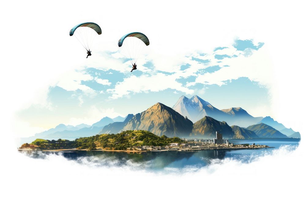 Paragliding adventure outdoors nature. AI generated Image by rawpixel.