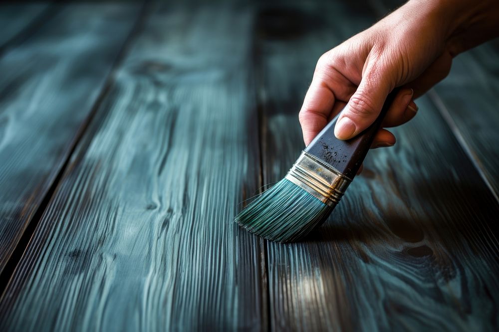 Painting teal blue color on wood. AI generated image by rawpixel.