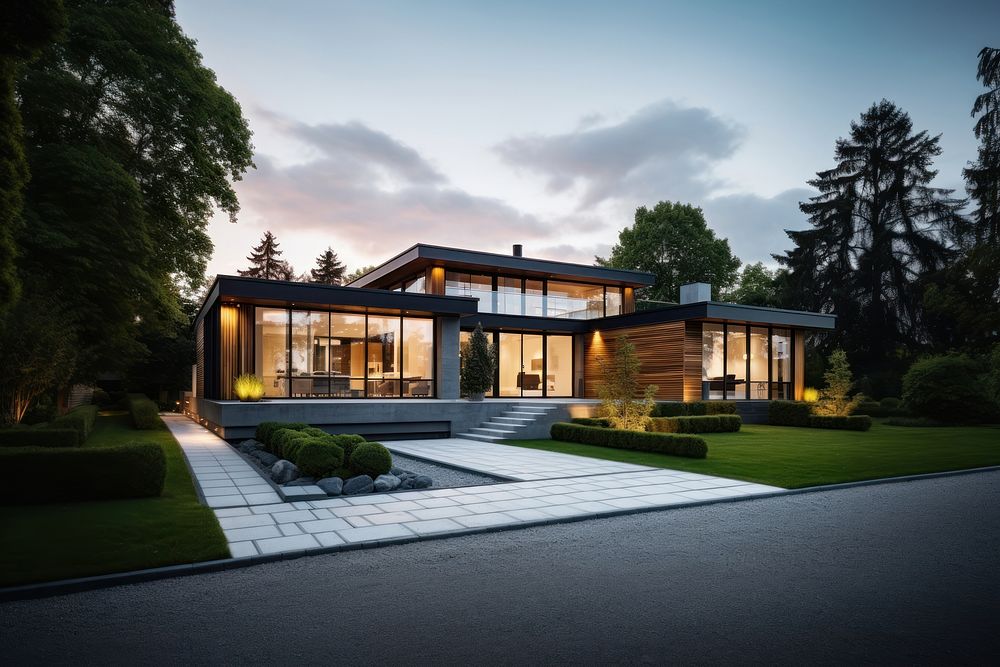 Modern house, architecture. AI generated Image by rawpixel.