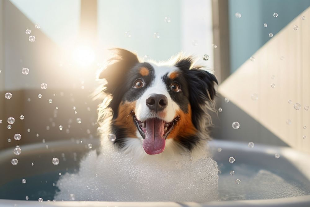 Dog bathtub mammal animal. AI generated Image by rawpixel.