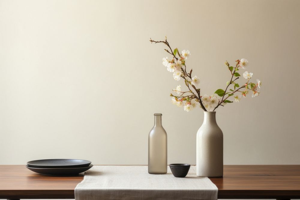 Flower vase table furniture plant. AI generated Image by rawpixel.
