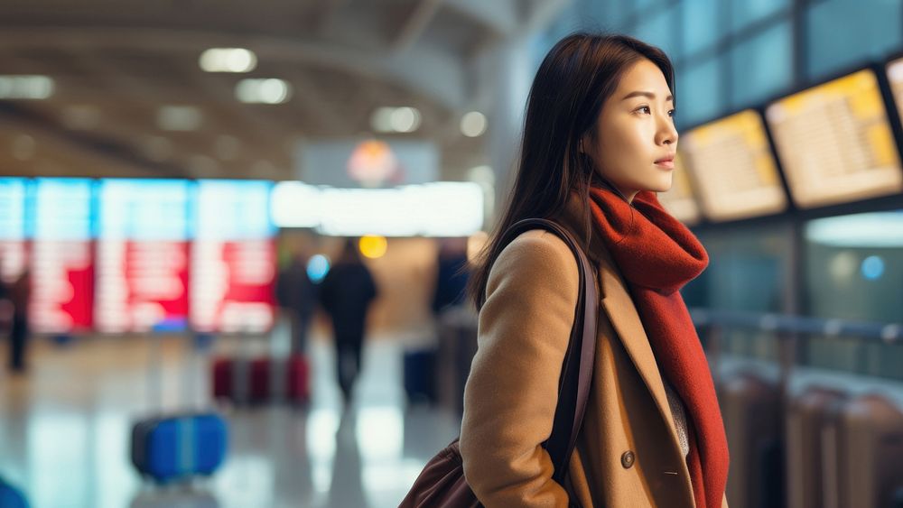 Woman at airport. AI generated Image by rawpixel.