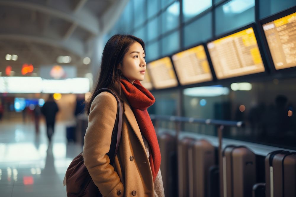 Woman at airport. AI generated Image by rawpixel.