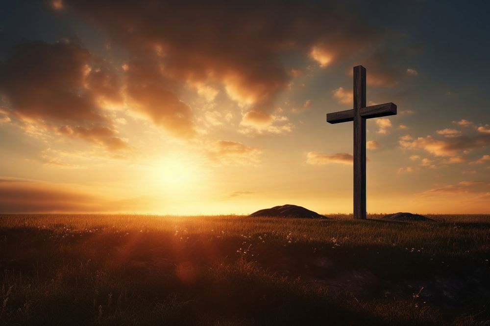 Christian cross landscape outdoors horizon. AI generated Image by rawpixel.