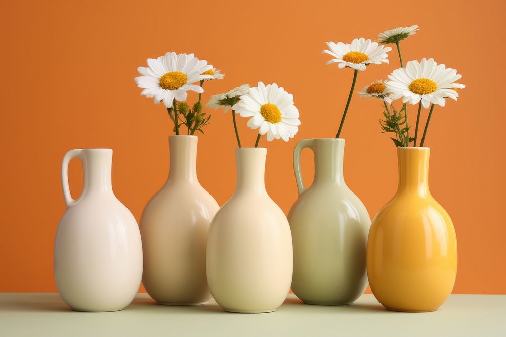 Daisy jug pottery flower plant. AI generated Image by rawpixel.