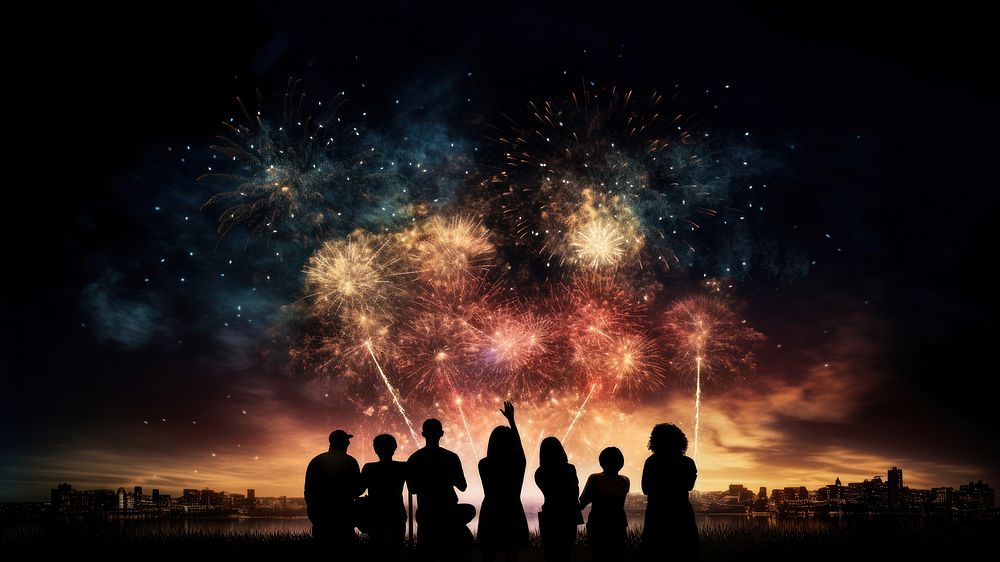 Fireworks silhouette outdoors night. AI generated Image by rawpixel.