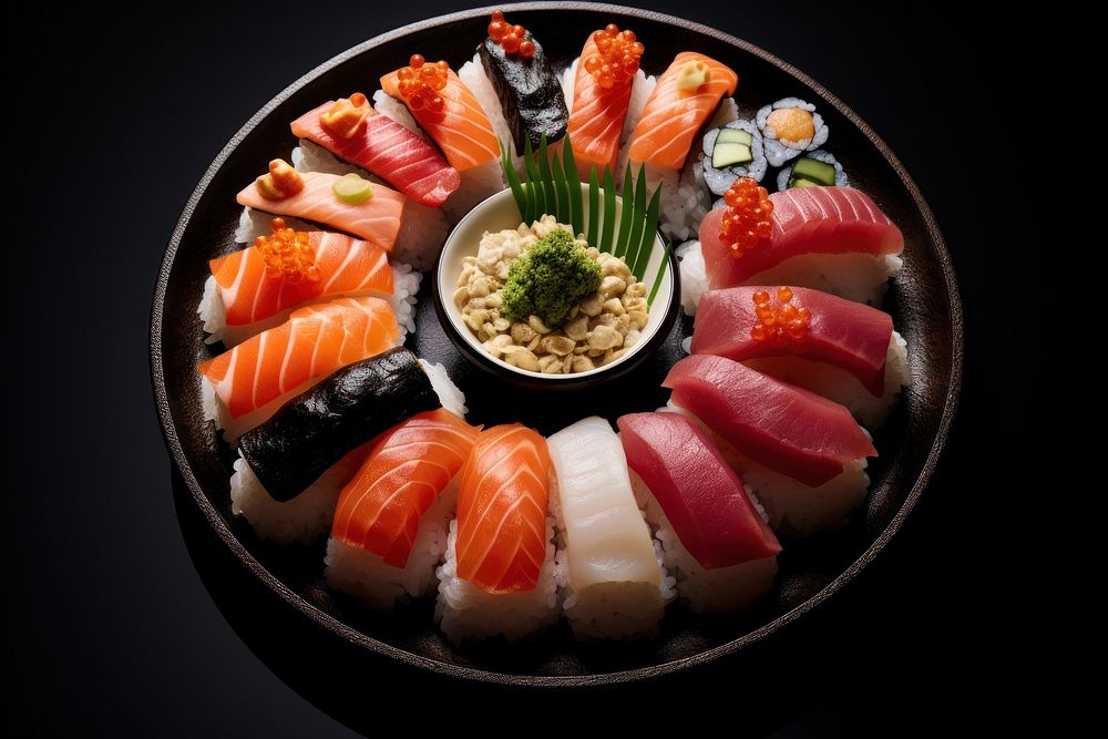 Sushi seafood plate meal. AI generated Image by rawpixel.