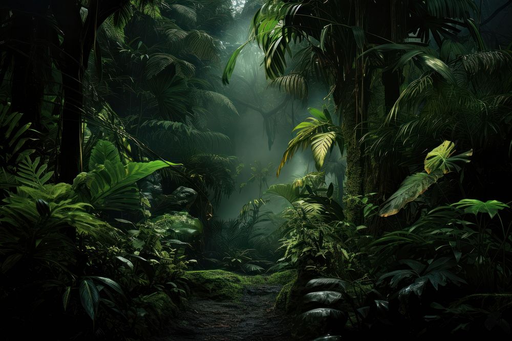 Rainforest tropical vegetation outdoors. AI generated Image by rawpixel.