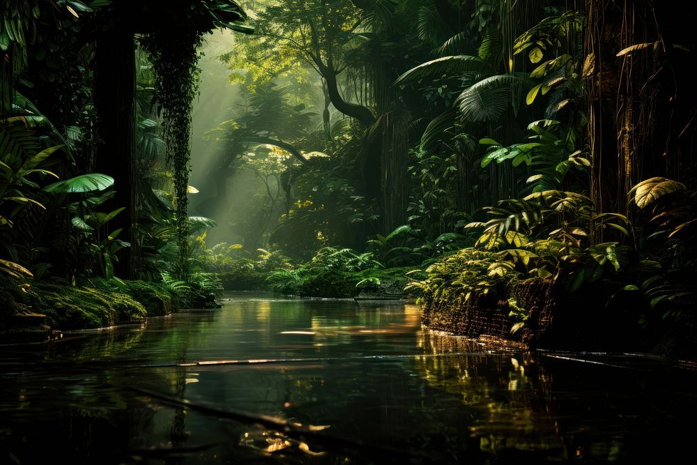 Rainforest tropical vegetation outdoors. 