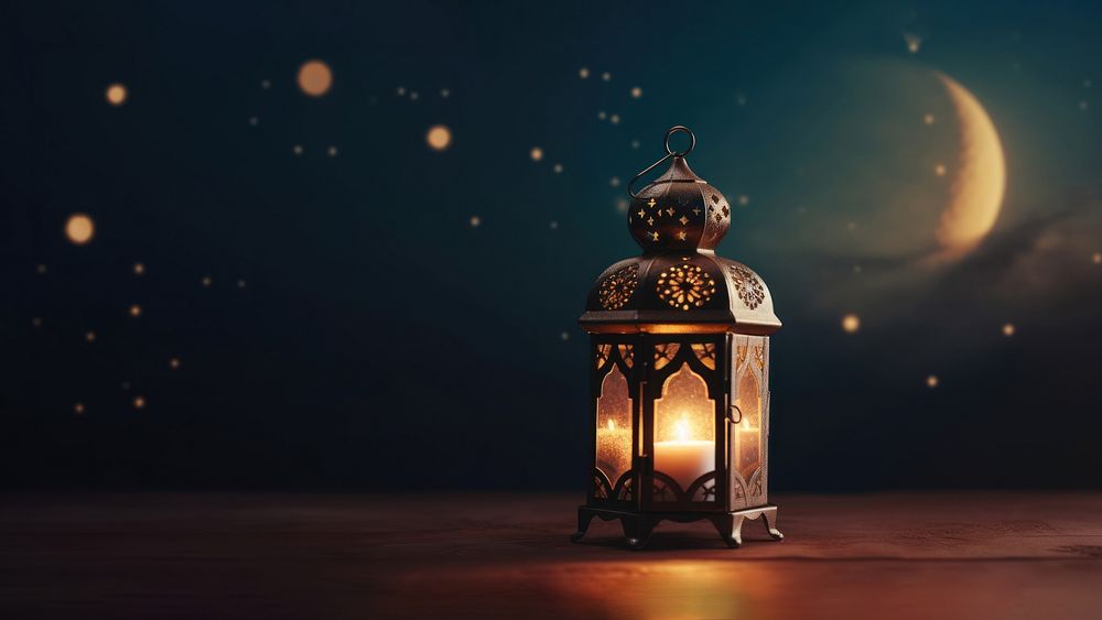 Night lantern, eid mubarak. AI generated Image by rawpixel.