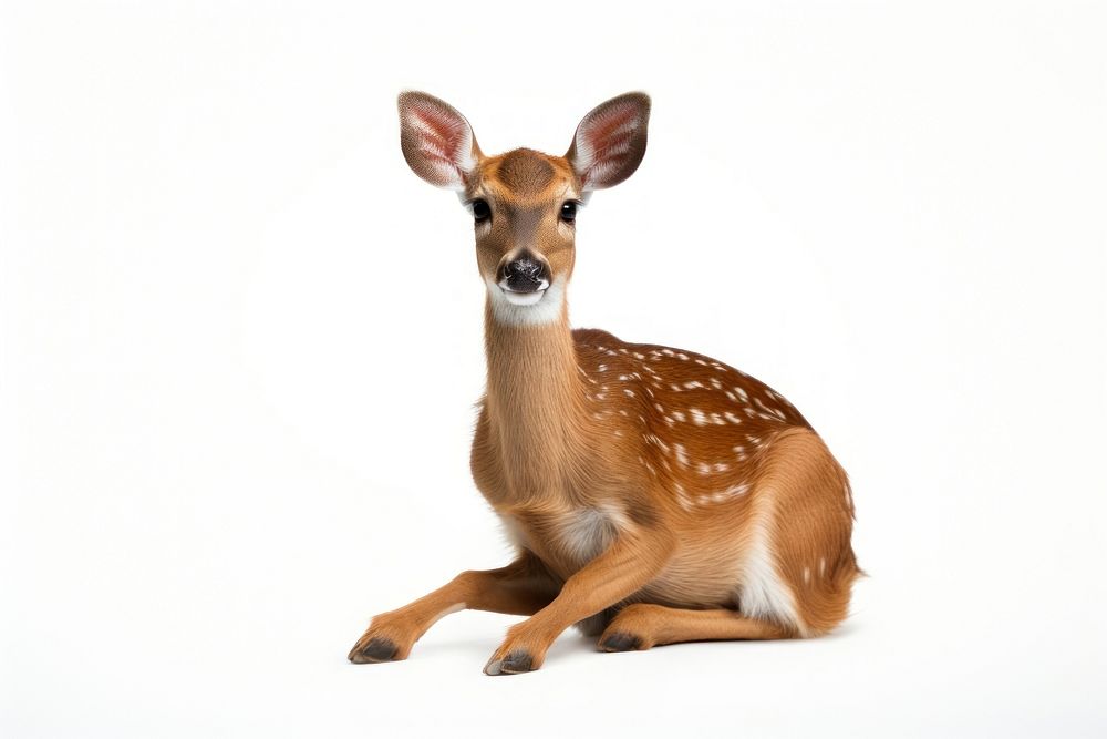 Roe deer wildlife sitting animal. AI generated Image by rawpixel.