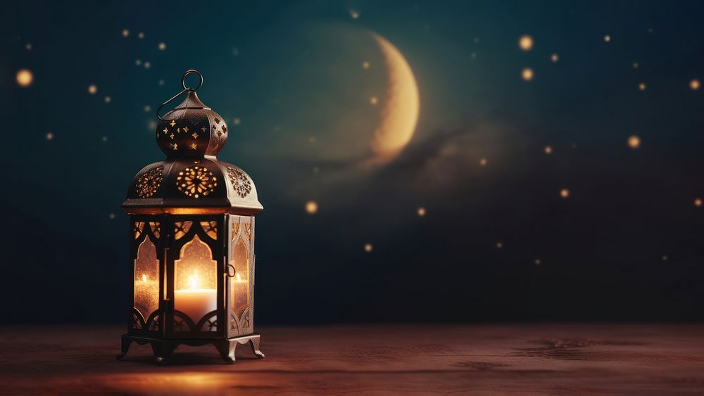 Night lantern, eid mubarak. AI generated Image by rawpixel.