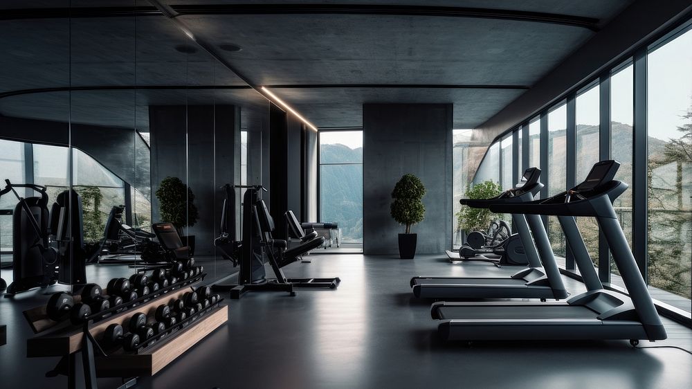 Treadmill fitness sports room. AI generated Image by rawpixel.