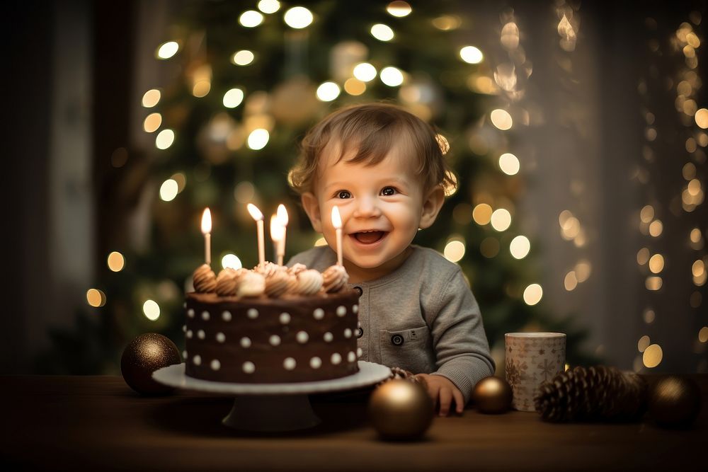 Birthday cake party baby christmas. AI generated Image by rawpixel.