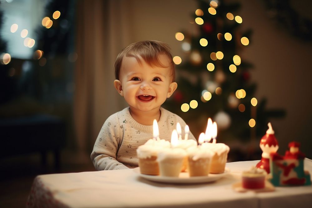 Birthday cake party baby christmas. AI generated Image by rawpixel.