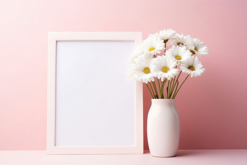 Daisy flower vase plant frame. AI generated Image by rawpixel.