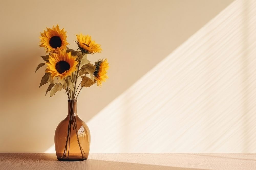 Sunflower vase plant light. AI generated Image by rawpixel.
