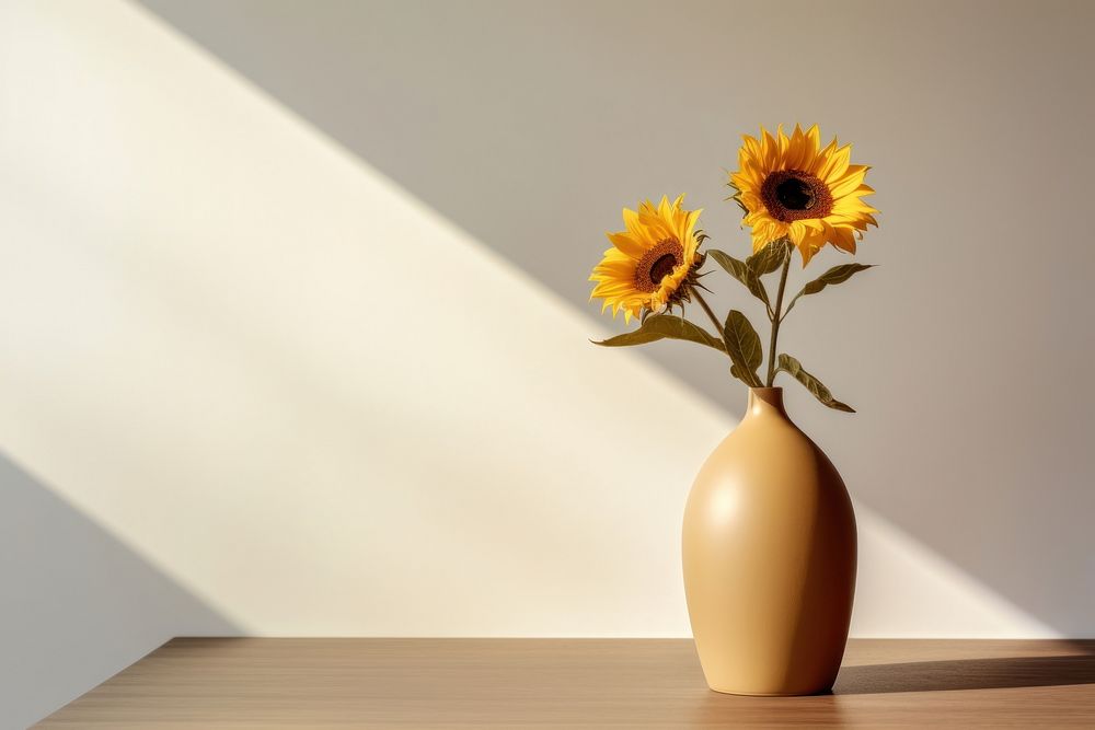 Sunflower vase plant table. AI generated Image by rawpixel.