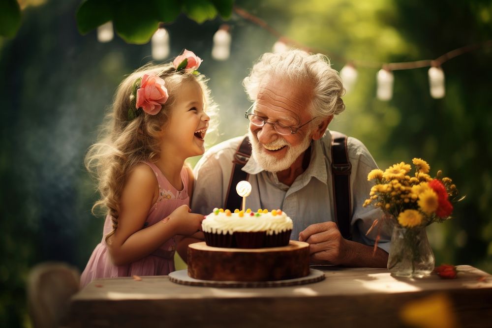 Birthday cake grandfather dessert holding. AI generated Image by rawpixel.