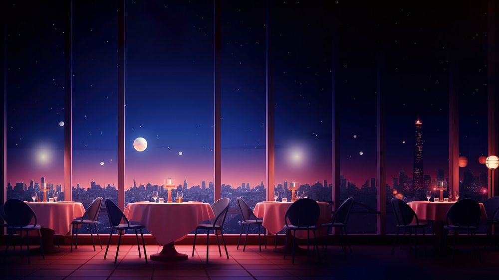 Restaurant lighting night architecture. 