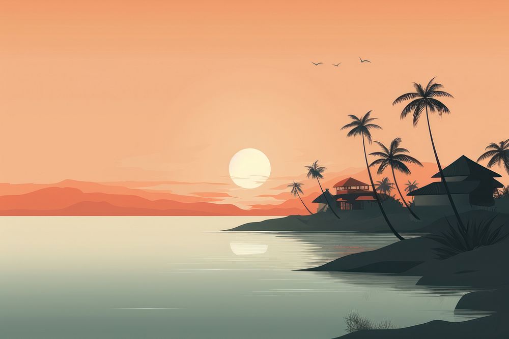 Bali Indonesia landscape outdoors sunset. AI generated Image by rawpixel.
