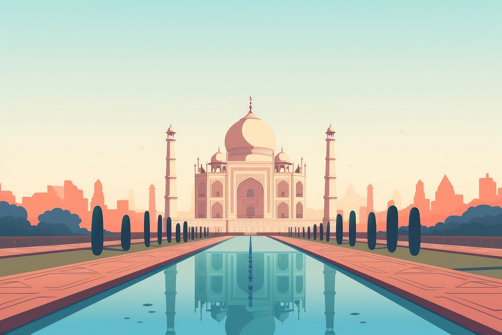 India Taj Mahal architecture outdoors landmark. AI generated Image by rawpixel.