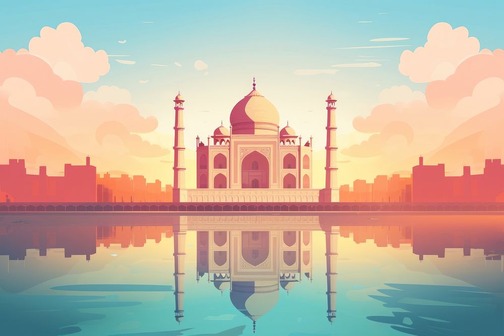 India Taj Mahal architecture building outdoors. AI generated Image by rawpixel.