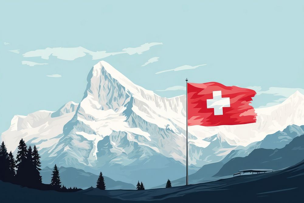 Switzerland flag patriotism landscape. AI generated Image by rawpixel.