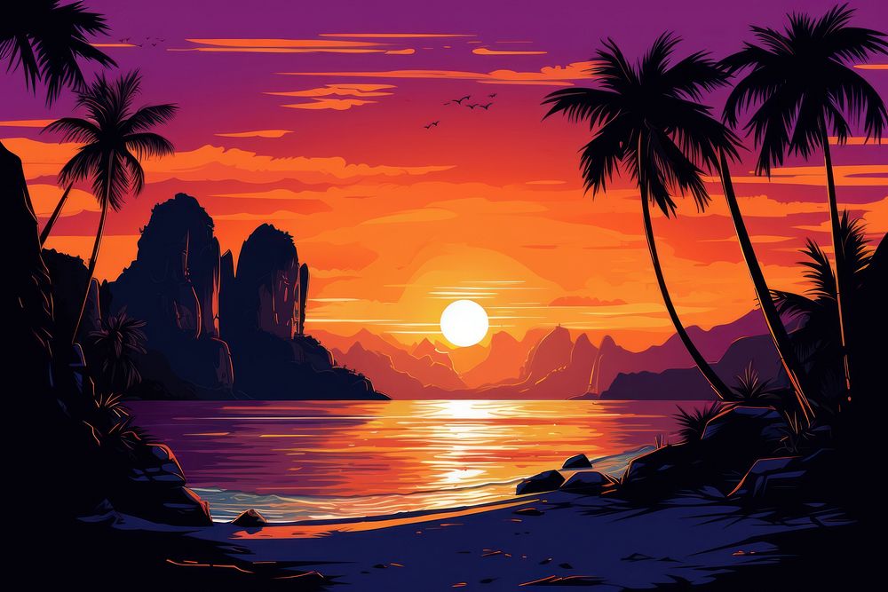 Krabi Thailand landscape outdoors sunset. AI generated Image by rawpixel.