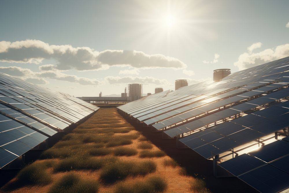 Solar electricity outdoors architecture. AI generated Image by rawpixel.