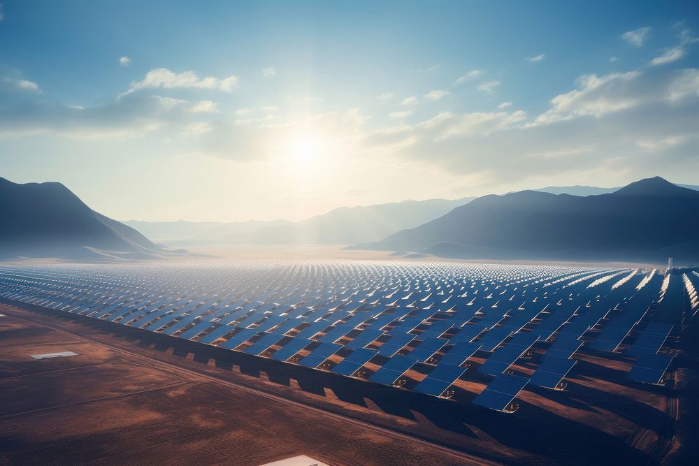 Solar electricity outdoors tranquility. AI generated Image by rawpixel.
