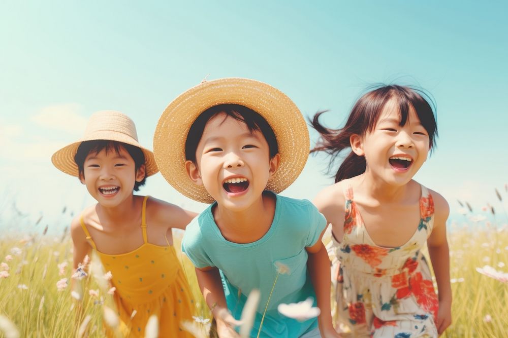 Childrens carefree laughing smiling. AI generated Image by rawpixel.
