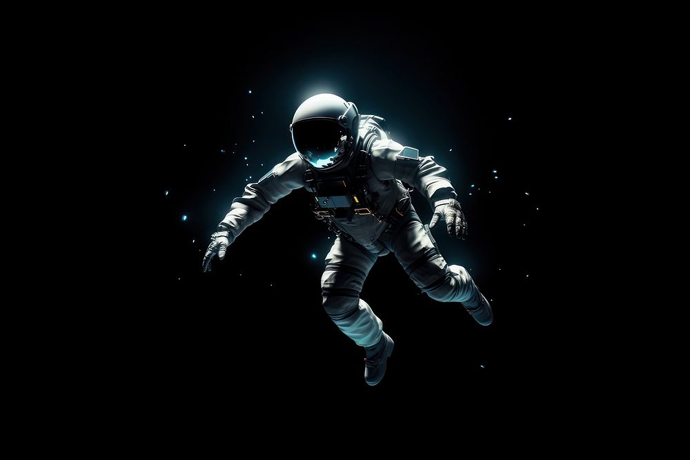 Astronaut floating in black space. AI generated image by rawpixel.