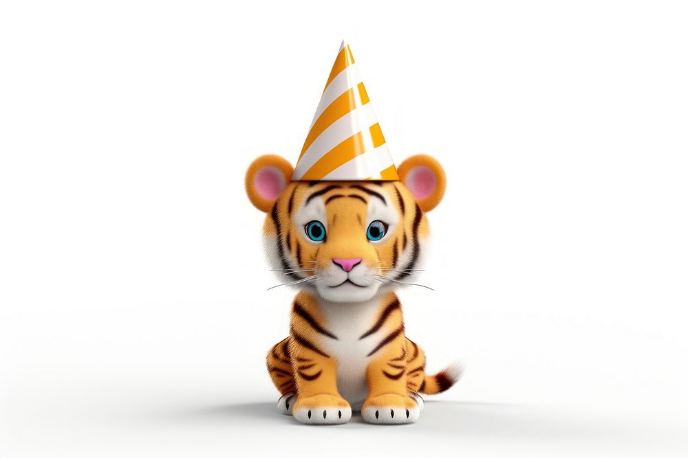 Tiger wearing party hat figurine mammal animal. 